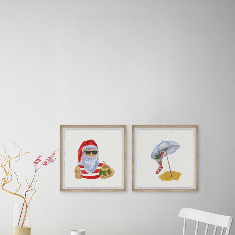 Père Noël en vacances Diptyque, H 18 po x l 18 po x P 1,5 po