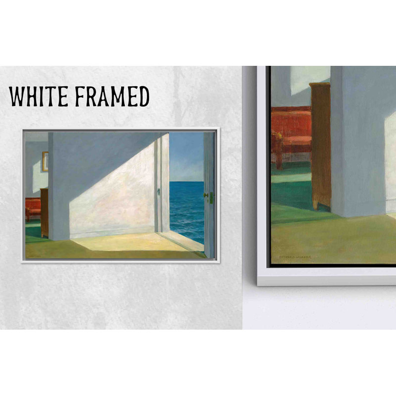 Élégante décoration murale bord de mer: toile imprimée inspirée par Edward Hopper, 1P WhiteFramedCanves