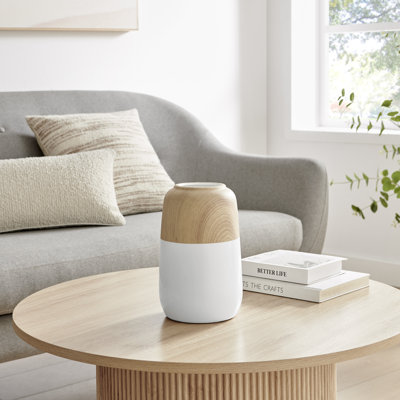 Prader Contemporary Two Tone Cylindrical Tabletop Vase - White And Beech