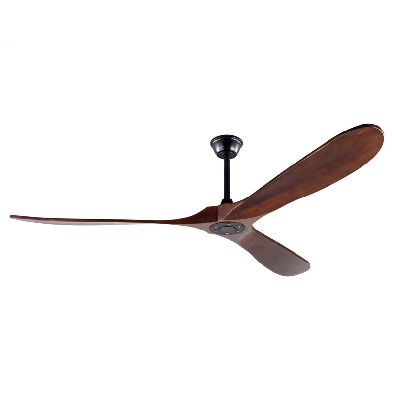 72-Inch Solid Wood Outdoor Ceiling Fan, Three-Blade, Lightless, Walnut Finish, Suitable For Patios, Living Rooms, Bedrooms, And Porches, Includes Remote Control
