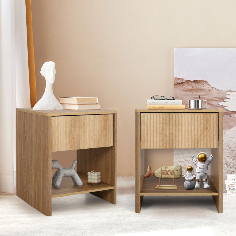 Yusdel 2 - Drawer End Table Set, Natural