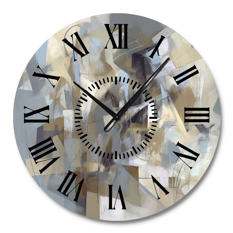 Horloge murale beige et grise, Grand