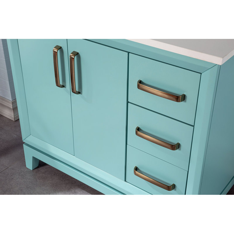 Ensemble de meuble-lavabo simple 35,4 po avec miroir Chanais, Turquoise