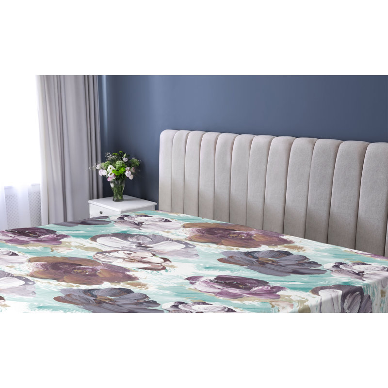 Drap-housse à motif floral Ambesonne, Drap-housse simple TG, Prune, bleu-vert, crème / floral