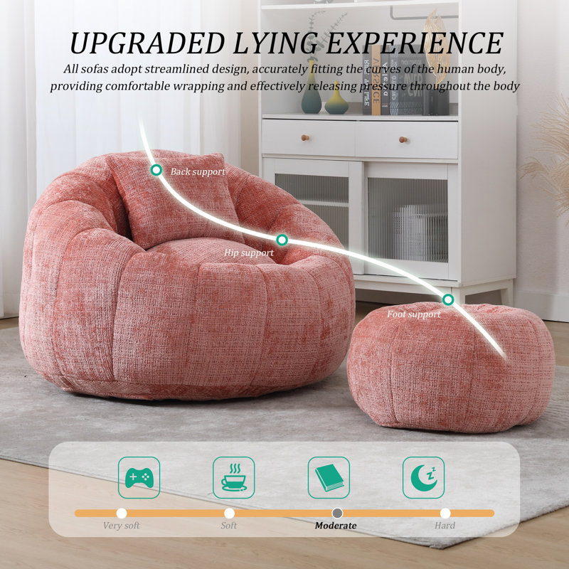 Fauteuil à billes avec repose-pieds 41,34 po, Rose