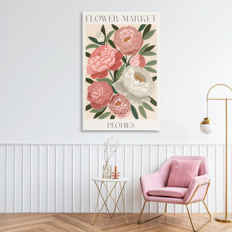 Fleur, pivoines, toile, par Courtney Haley, H 45 po x l 30 po