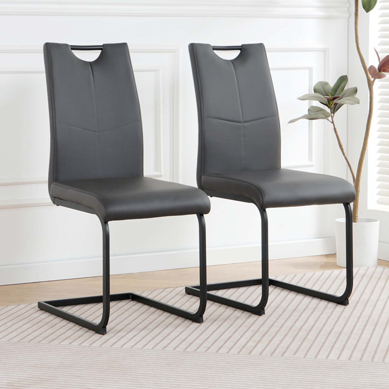 Ensemble de 2 chaises de salle à manger modernes, Gris anthracite, Noir