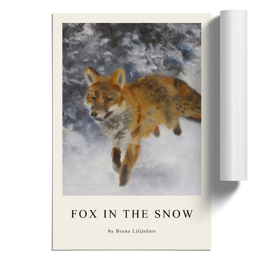 Fox in the Snow Print by Bruno Liljefors - Frameless Print