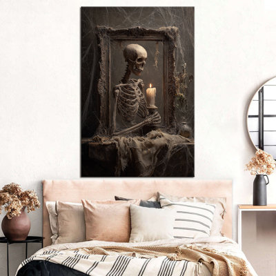 Fall Halloween Wall Art, Halloween Pictures Wall Decor Witch and Ghost Canvas, Halloween Canvas Wall Art Gothic Style for Living Room Entryway Bedroom, Witch Pictures Wall Decor 12×16 in
