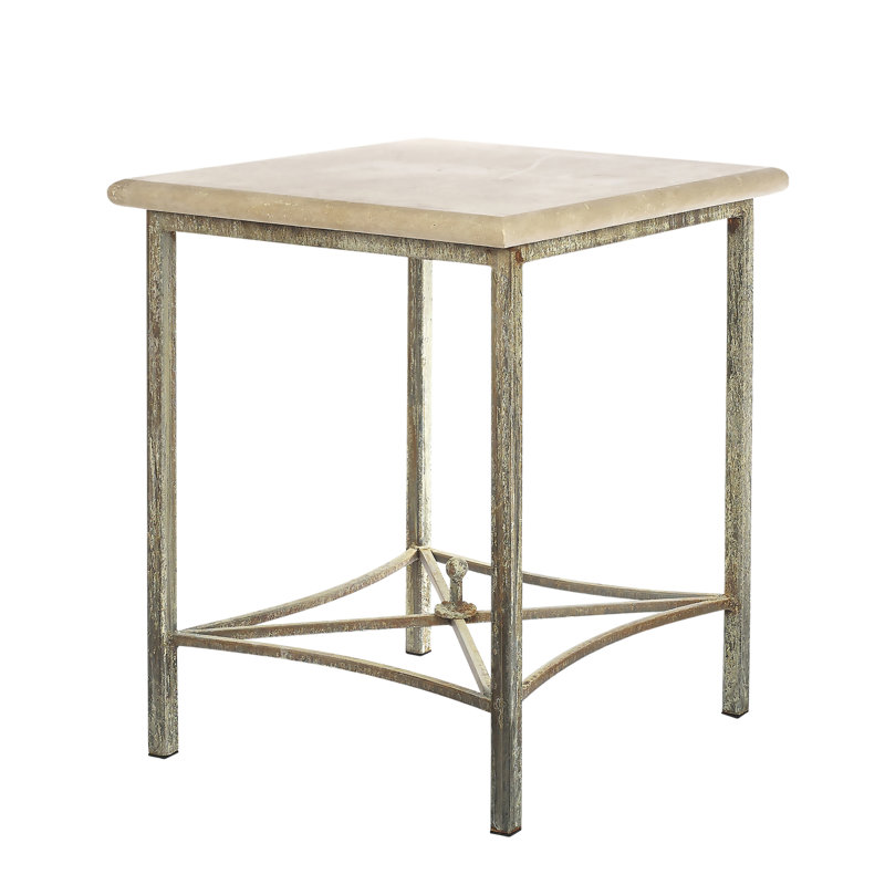 Bella Stone End Table, Deep Ocean, Light Travertine