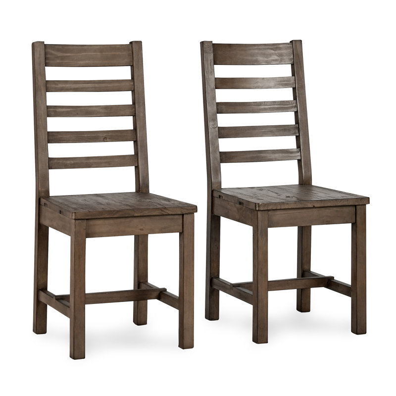 Chaise en bois massif Kinston, Brun patiné