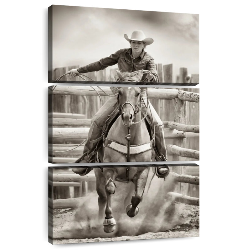 Brampt Ride contre Em Cowgirl, H 38 po x l 24 po