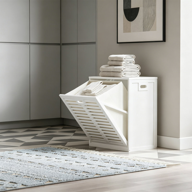 Bamboo Laundry Room Organiser, White
