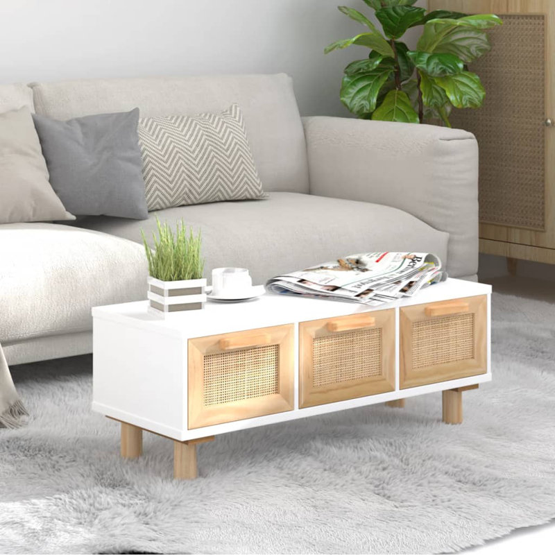 Garbani Four Leg Coffee Table with Storage, White