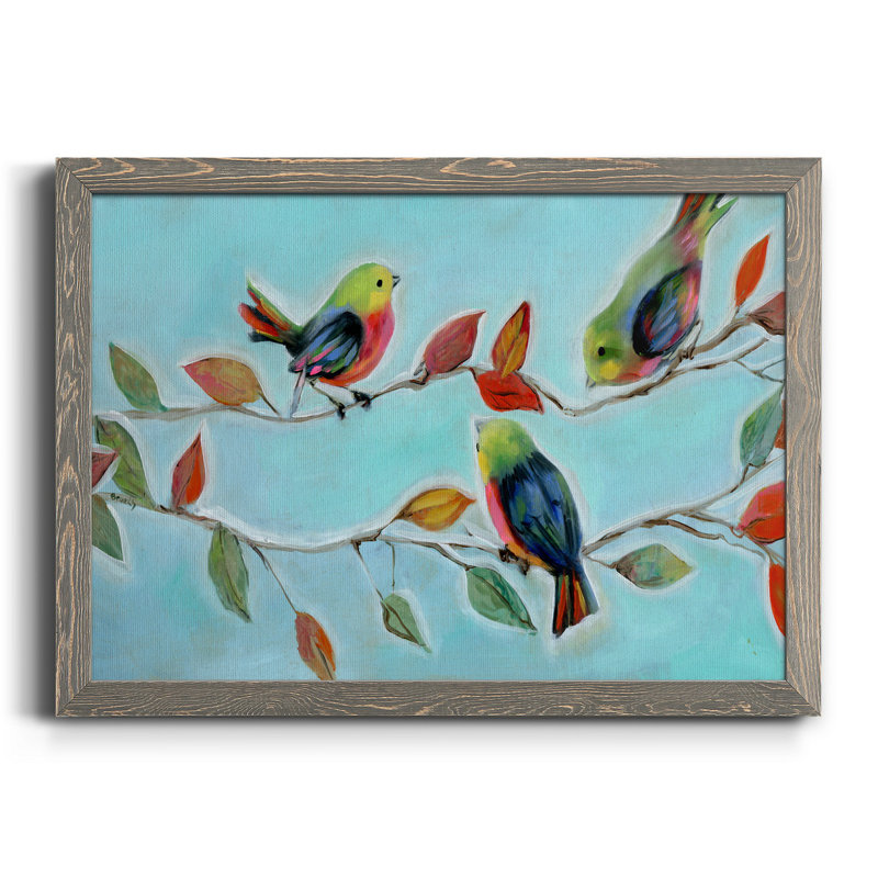 Bitty Birds II - peinture sur toile encadrée, H 37,5 po x l 27,5 po x P 1,5 po, Gris