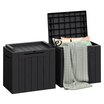 Furmax 31 Gallons Resin Lockable Deck Box (Set of 2)