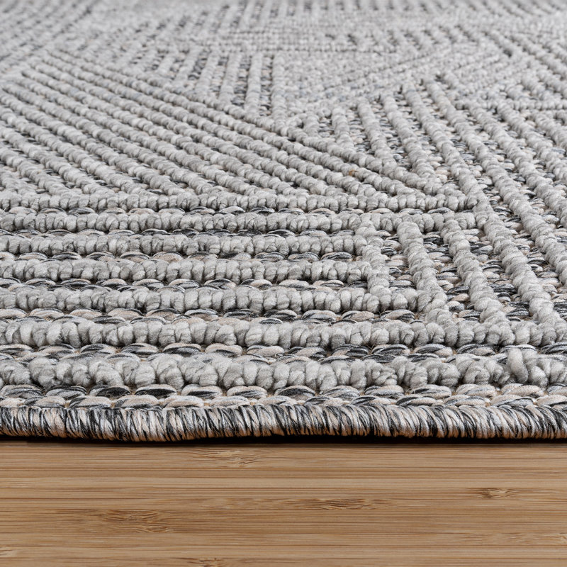  Tapis d'intérieur à poils longs à poils longs, tapis à motif géométrique moderne gris argenté pour salon et chambre à coucher - Nylah Devyn