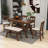 Damu 6 - Piece Dining Set, Dining Table with Storage Shelf and Bench and 4 Chairs-1664202796-1664202799