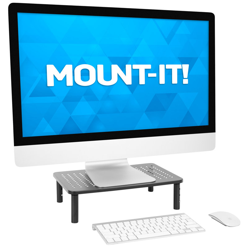Mount-It! Height Adjustable Metal Monitor Riser 2-Pack Fits Up to 32" Screens, 44 Lbs. Capacity