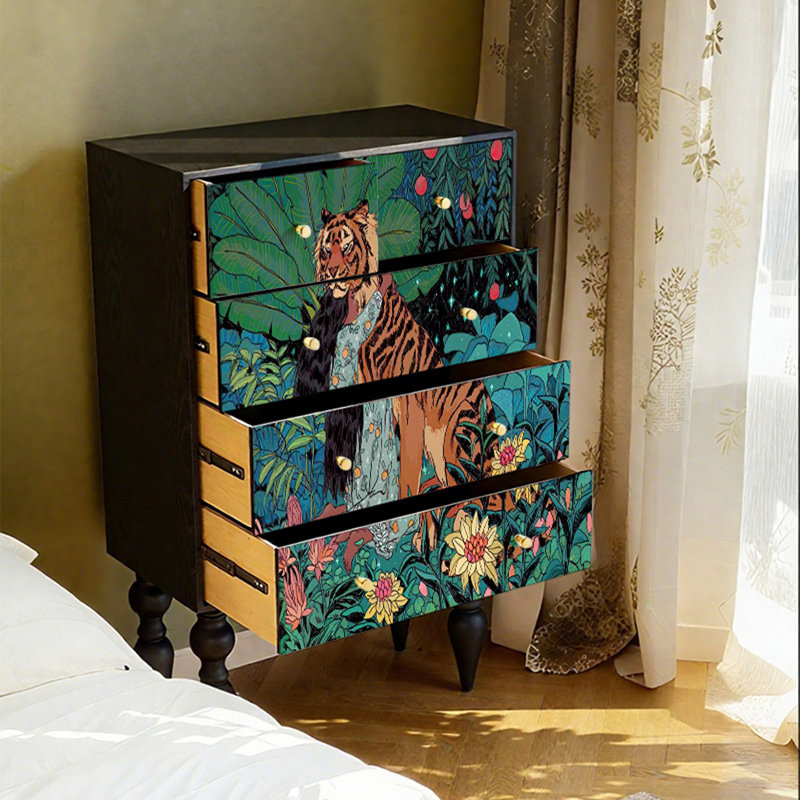 Classic Ash Wood Five Drawer Cabinet