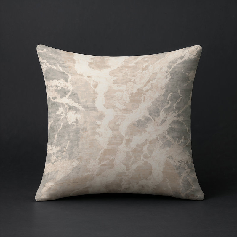 Coussin décoratif intérieur et extérieur Modern, Ivoire / beige / gris abstrait 3, Carré 18 po