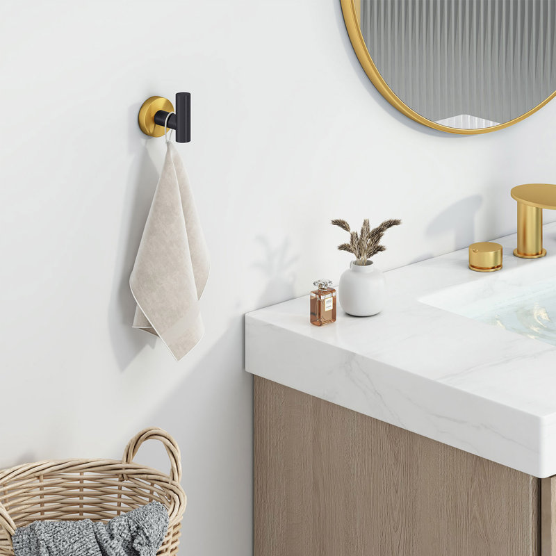 Wall Mounted Towel Hook, Black/Gold