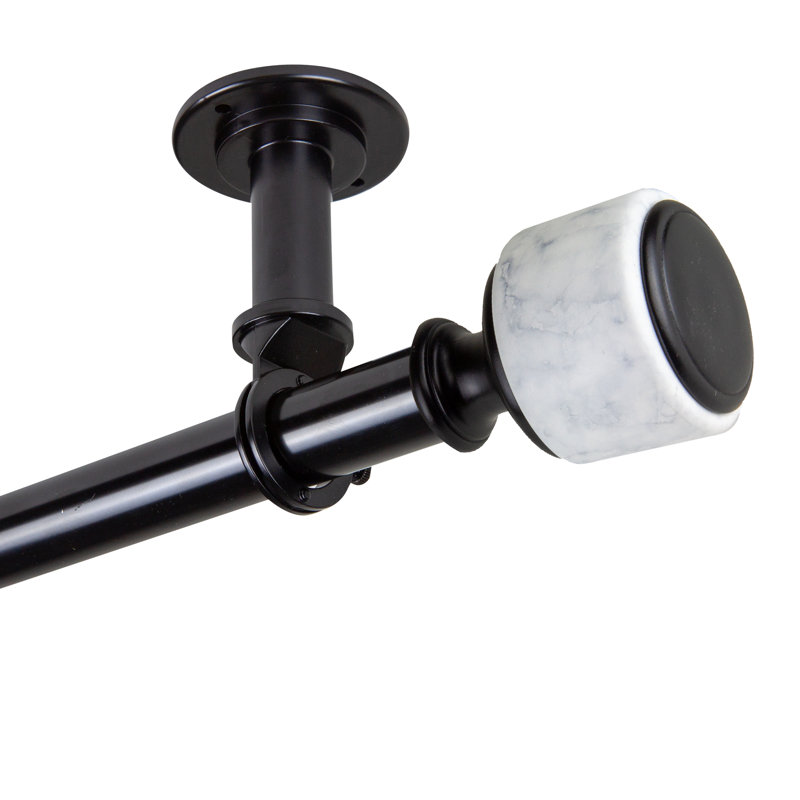 Tringle à rideaux simple réglable 1 po Blaj, Noir, 48" - 84"