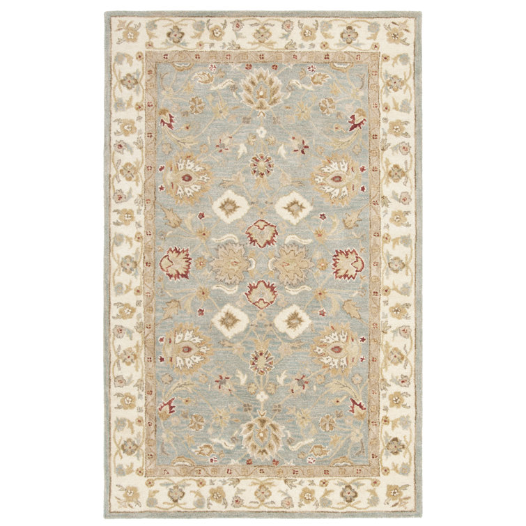 Samuel Oriental Handmade Tufted Wool Gray Blue/Beige Area Rug
