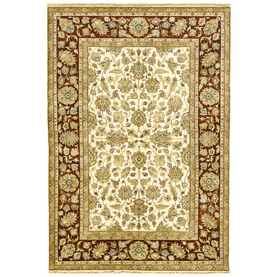High-Quality Hand-Knotted Cream And Red Area Rug