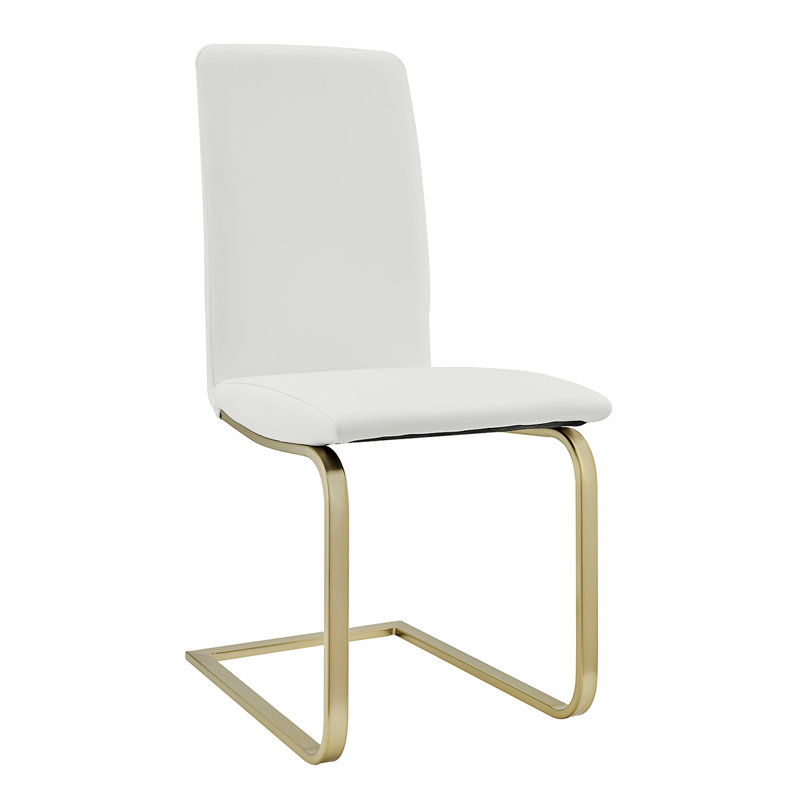 Chaise d'appoint rembourrée Exylian, Similicuir noir, Doré