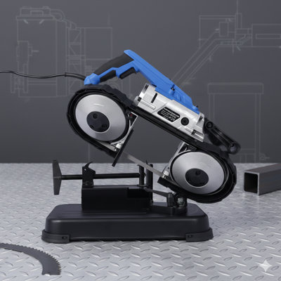 High-Performance Portable Band Saw with Removable Steel Base, 45° to 90° Cutting Capability, 10A 1100W Motor, 5-Inch Depth Cutting Capacity