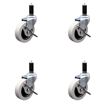 Thermoplastic Caster with Expanding Stem and Brake