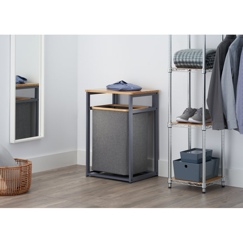 TRINITY® EcoStorage® | Panier à linge avec plateau en bambou | Gris foncé