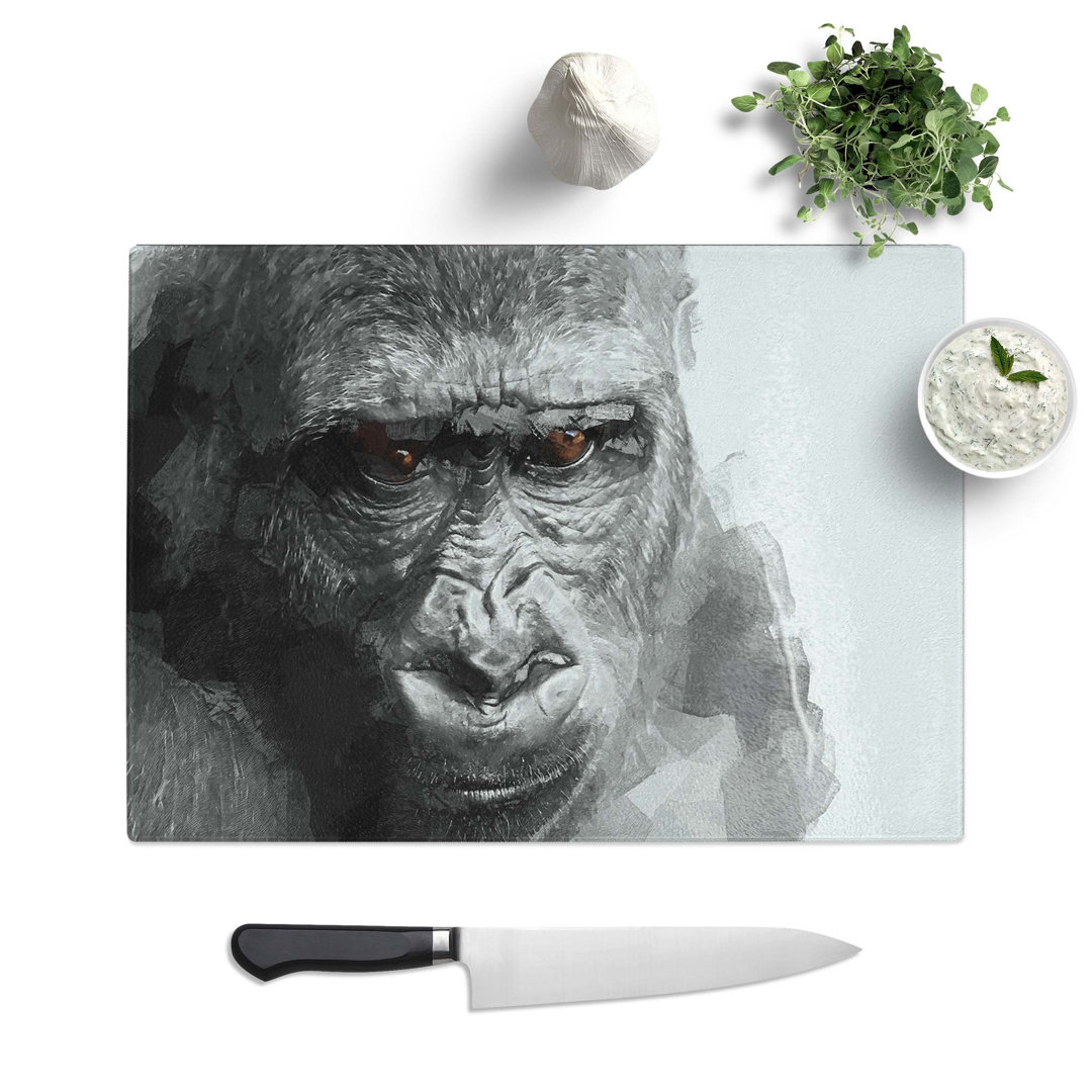 Glass Gorilla With Brown Eyes in Abstract Chopping Board