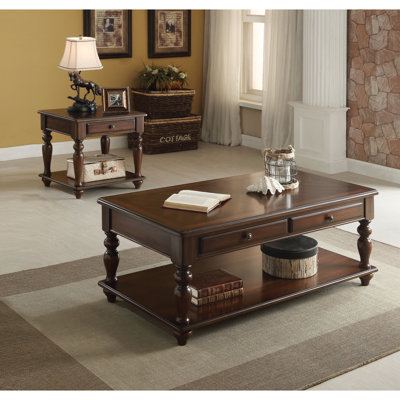 1 - Drawer Rectangular Walnut End Table With Shelf, Parquet Top, Turned Legs For Classic Charm, 24 Inches High Center Wood Glides, Felt Lined Drawer, Top Geometric Patterns, Deep