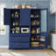 Buffet de 63,3 po de large avec huche, garde-manger avec poste de travail à micro-ondes et tablettes réglables-718026455
