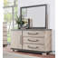Lit à panneaux en bois Arbela avec commode, miroir, table de chevet et commode, grand, finition chêne vieilli-1043908575