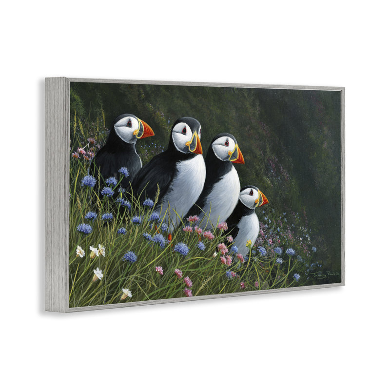 «Puffins & Wild Flowers», estampe numérique, conception de Jeremy Paul, H 20 po x l 30 po, Estampe numérique Farmhouse