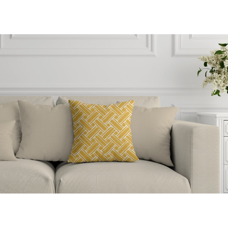 Abstract Outdoor Reversible Throw Pillow, Yellow, 15H" x 15W"