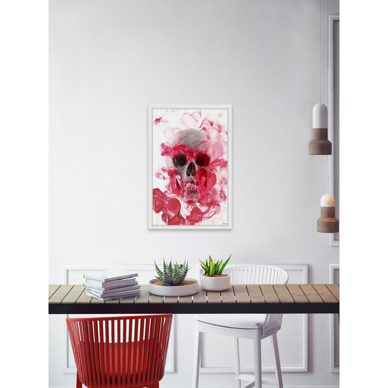 «Skull 2», reproduction d'art graphique sur papier, H 18 po x l 12 po, Cadre blanc