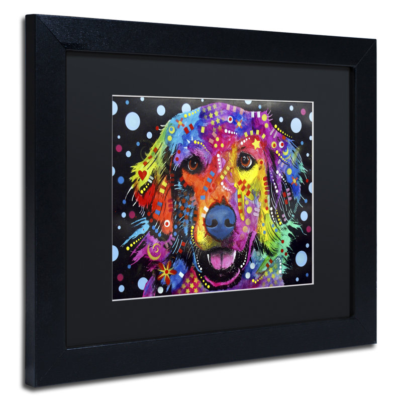 «Golden Retriever II» avec cadre mat sur toile, H 11 po x l 14 po x P 0,5 po, Blanc