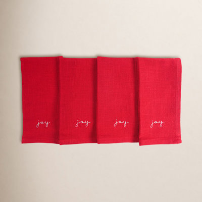 Delevan Napkins, Holiday Red Embroidered Monaco