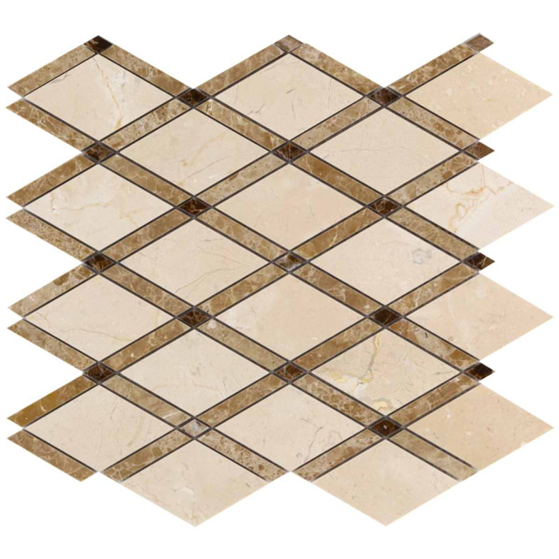 Imperial Blend Polished Marble Mosaic Tile, Woodland/Beige