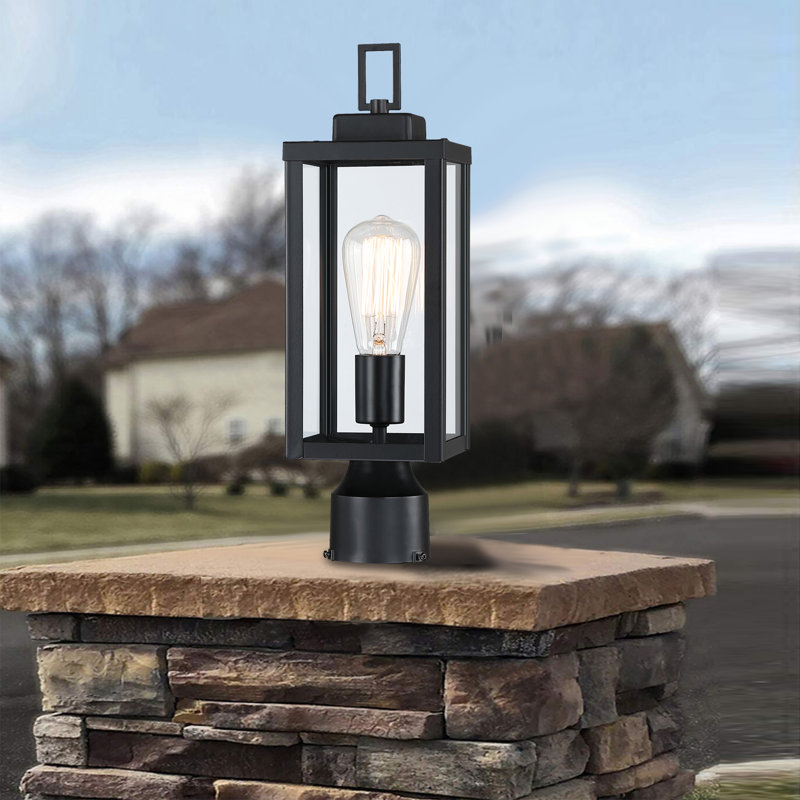 Luminaire sur mât câblé noir Eddysville, H 16,5 po x l 5,14 po x P 5,14 po