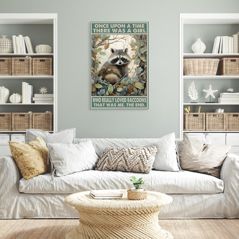«Who Really Loved Raccons», impression rectangulaire sur toile 1 pièce, H 20 po x l 16 po x P 1,25 po