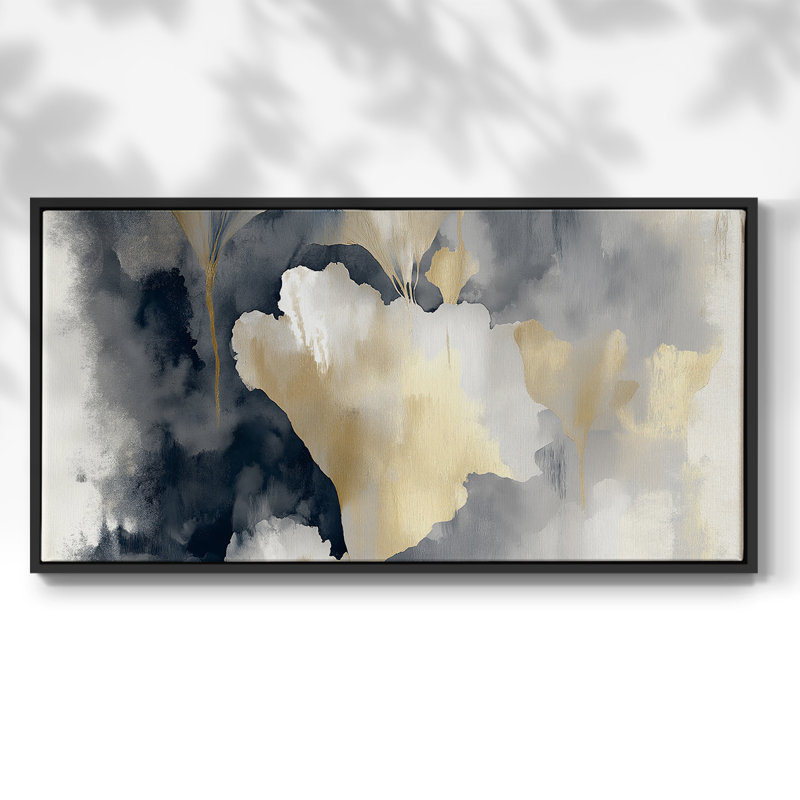 Série abstraite - DCVI - Toile tendue avec châssis encadré - Prêt à être accroché, Noir, H 21 po x l 41 po