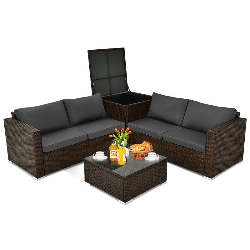 Ensemble de conversation modulaire 4 pièces avec coussins