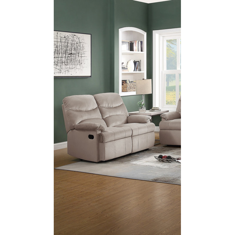 Canapé inclinable luxueux en velours 2 places, Marron clair