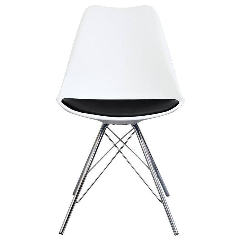 Topeka 45cm H Upholstered Side Chair, White/Black