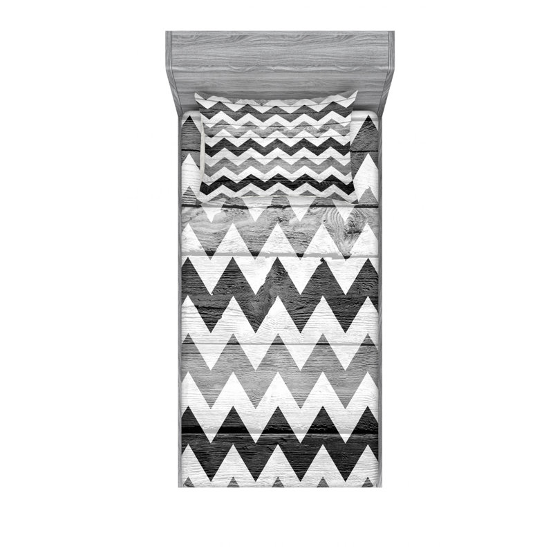Microfiber Chevron Sheet Set, Twin Sheet Set with Fitted Sheet